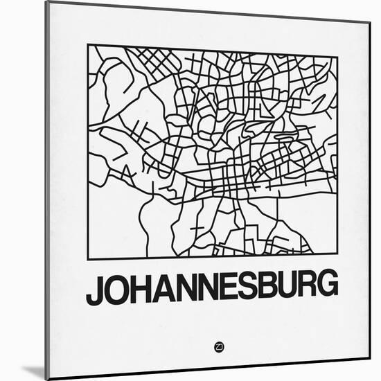 White Map of Johannesburg-NaxArt-Mounted Art Print