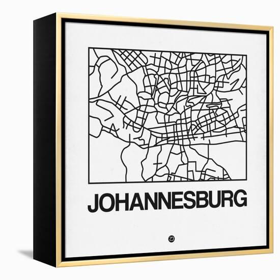 White Map of Johannesburg-NaxArt-Framed Stretched Canvas