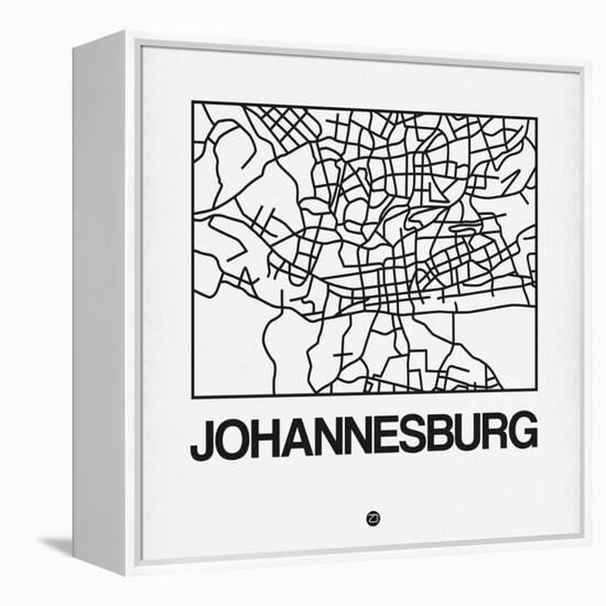 White Map of Johannesburg-NaxArt-Framed Stretched Canvas