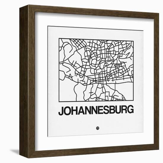 White Map of Johannesburg-NaxArt-Framed Art Print