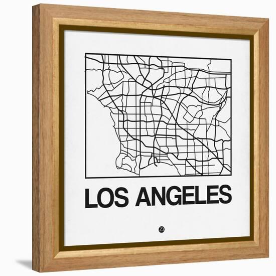White Map of Los Angeles-NaxArt-Framed Stretched Canvas