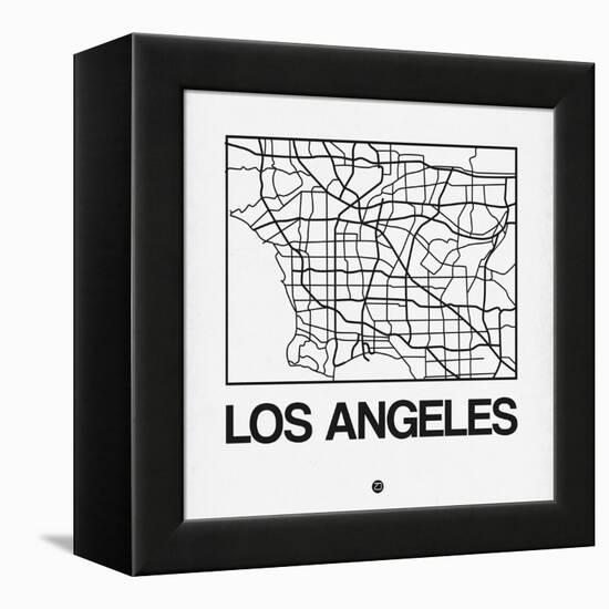 White Map of Los Angeles-NaxArt-Framed Stretched Canvas