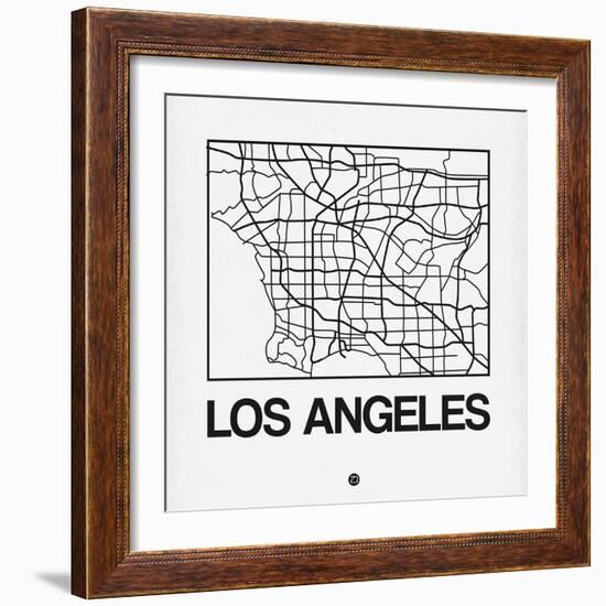 White Map of Los Angeles-NaxArt-Framed Art Print