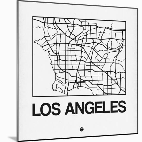 White Map of Los Angeles-NaxArt-Mounted Art Print