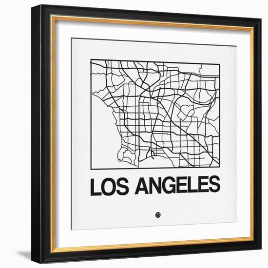 White Map of Los Angeles-NaxArt-Framed Art Print