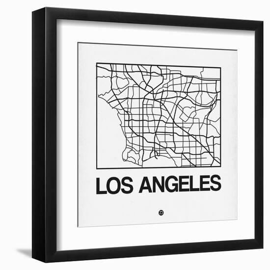 White Map of Los Angeles-NaxArt-Framed Art Print