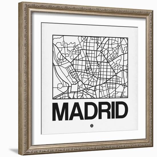 White Map of Madrid-NaxArt-Framed Art Print