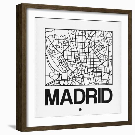 White Map of Madrid-NaxArt-Framed Art Print