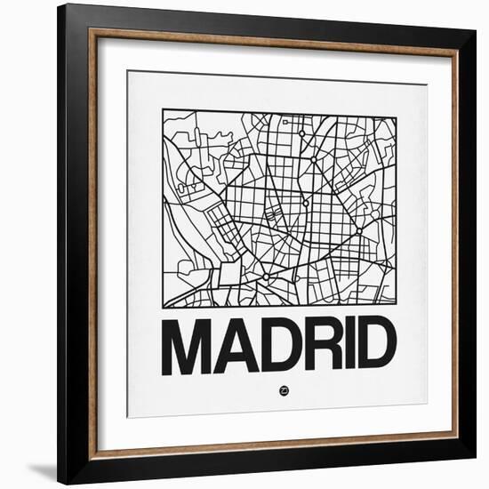 White Map of Madrid-NaxArt-Framed Art Print