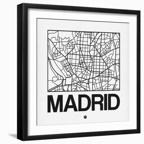 White Map of Madrid-NaxArt-Framed Art Print