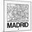 White Map of Madrid-NaxArt-Mounted Art Print