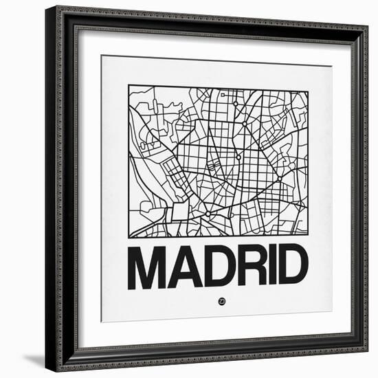 White Map of Madrid-NaxArt-Framed Art Print