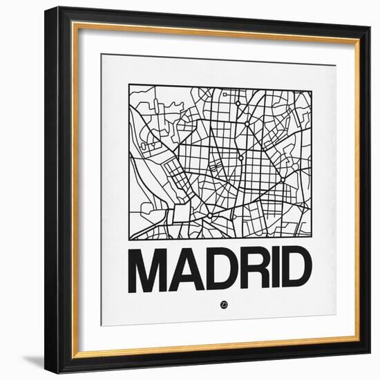 White Map of Madrid-NaxArt-Framed Art Print