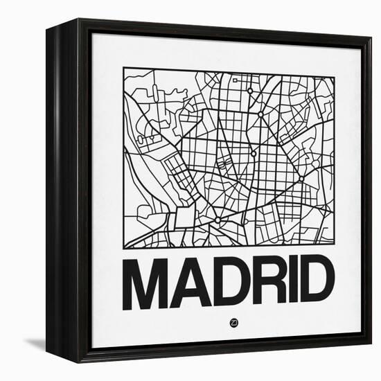 White Map of Madrid-NaxArt-Framed Stretched Canvas