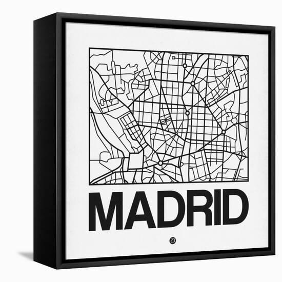 White Map of Madrid-NaxArt-Framed Stretched Canvas