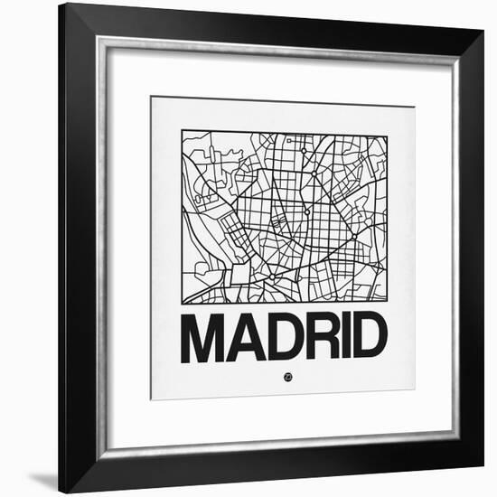 White Map of Madrid-NaxArt-Framed Premium Giclee Print