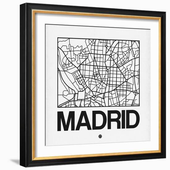 White Map of Madrid-NaxArt-Framed Premium Giclee Print