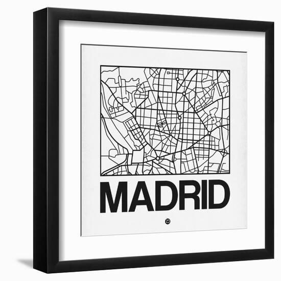 White Map of Madrid-NaxArt-Framed Art Print