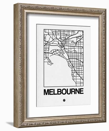 White Map of Melbourne-NaxArt-Framed Art Print