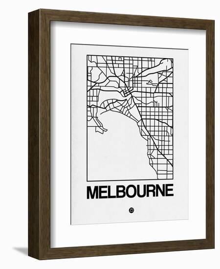 White Map of Melbourne-NaxArt-Framed Art Print