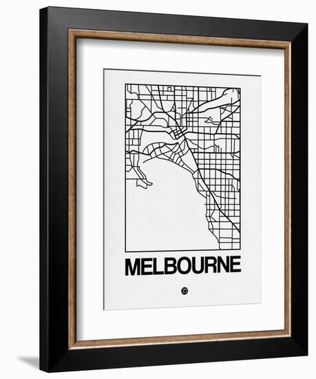 White Map of Melbourne-NaxArt-Framed Art Print