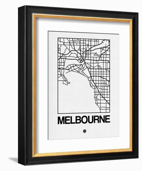 White Map of Melbourne-NaxArt-Framed Art Print