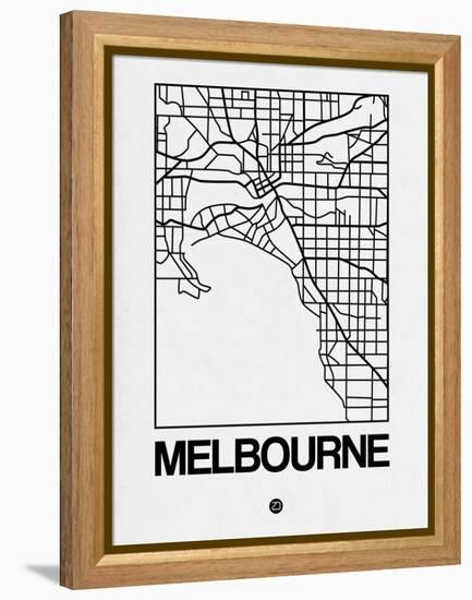 White Map of Melbourne-NaxArt-Framed Stretched Canvas