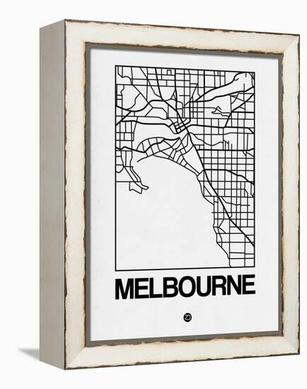 White Map of Melbourne-NaxArt-Framed Stretched Canvas