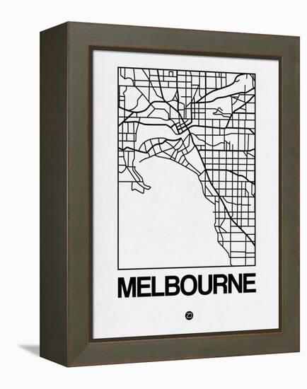 White Map of Melbourne-NaxArt-Framed Stretched Canvas