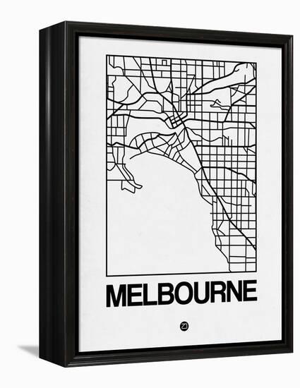 White Map of Melbourne-NaxArt-Framed Stretched Canvas