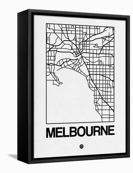 White Map of Melbourne-NaxArt-Framed Stretched Canvas