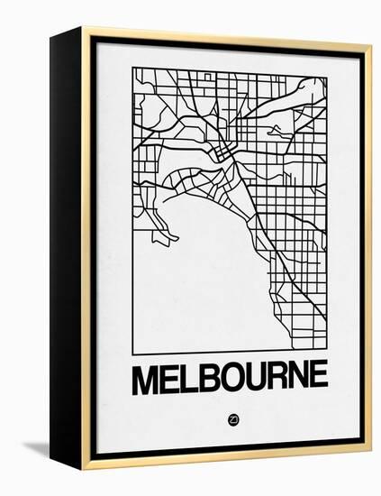 White Map of Melbourne-NaxArt-Framed Stretched Canvas