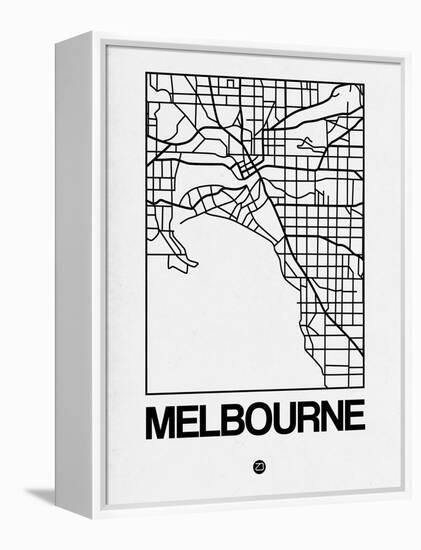 White Map of Melbourne-NaxArt-Framed Stretched Canvas