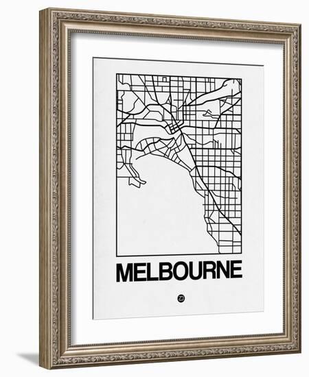 White Map of Melbourne-NaxArt-Framed Art Print