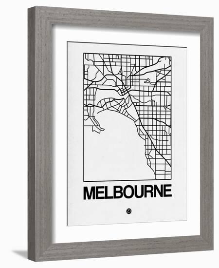 White Map of Melbourne-NaxArt-Framed Art Print