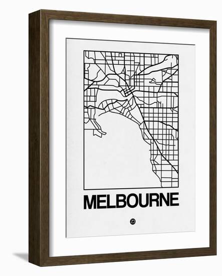 White Map of Melbourne-NaxArt-Framed Art Print