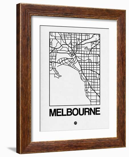 White Map of Melbourne-NaxArt-Framed Art Print