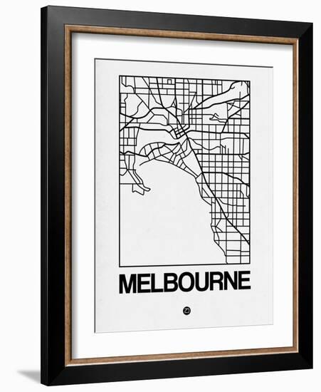 White Map of Melbourne-NaxArt-Framed Art Print