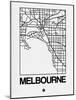 White Map of Melbourne-NaxArt-Mounted Art Print