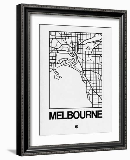 White Map of Melbourne-NaxArt-Framed Art Print