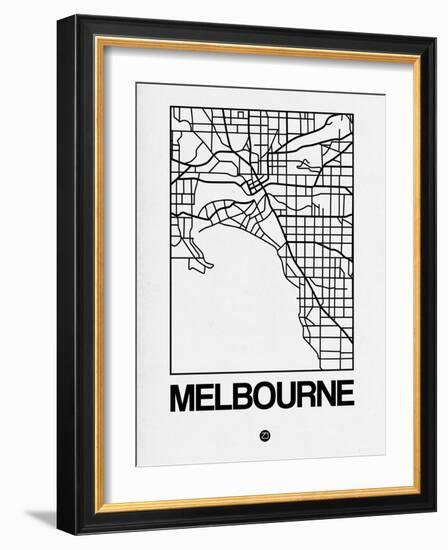 White Map of Melbourne-NaxArt-Framed Art Print