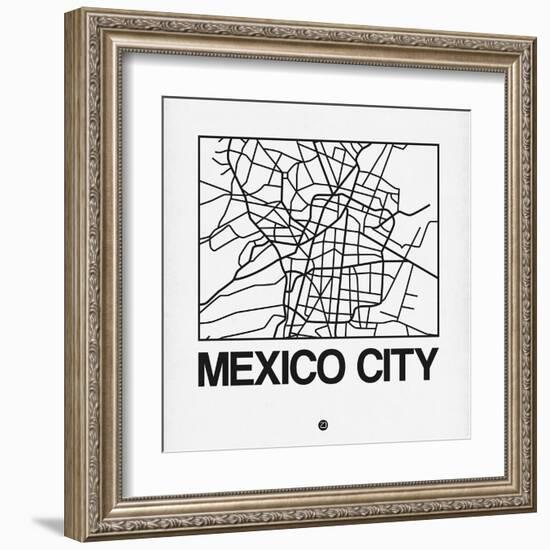 White Map of Mexico City-NaxArt-Framed Art Print