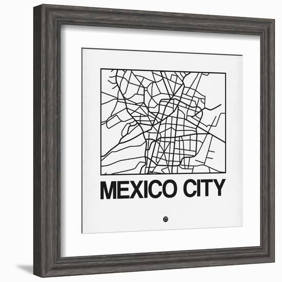 White Map of Mexico City-NaxArt-Framed Art Print