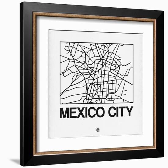 White Map of Mexico City-NaxArt-Framed Art Print