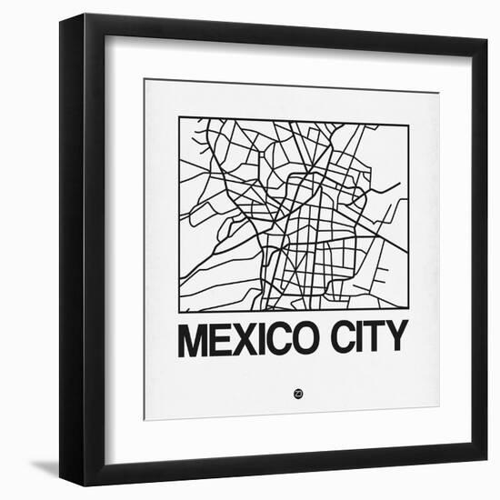 White Map of Mexico City-NaxArt-Framed Art Print