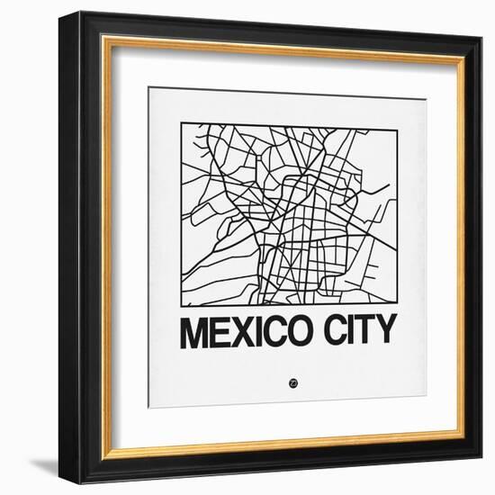 White Map of Mexico City-NaxArt-Framed Art Print