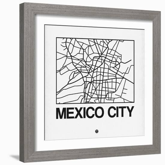 White Map of Mexico City-NaxArt-Framed Art Print
