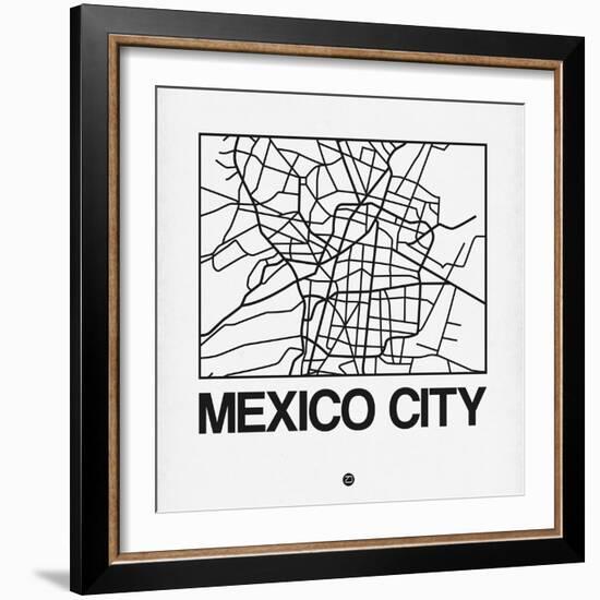 White Map of Mexico City-NaxArt-Framed Art Print