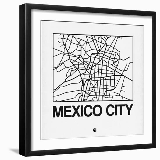 White Map of Mexico City-NaxArt-Framed Art Print