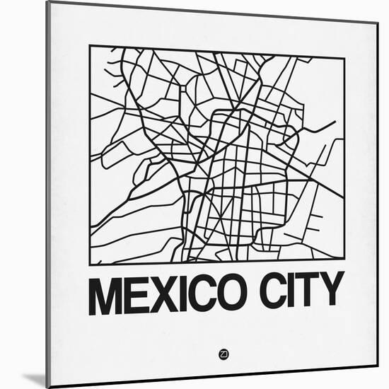 White Map of Mexico City-NaxArt-Mounted Art Print